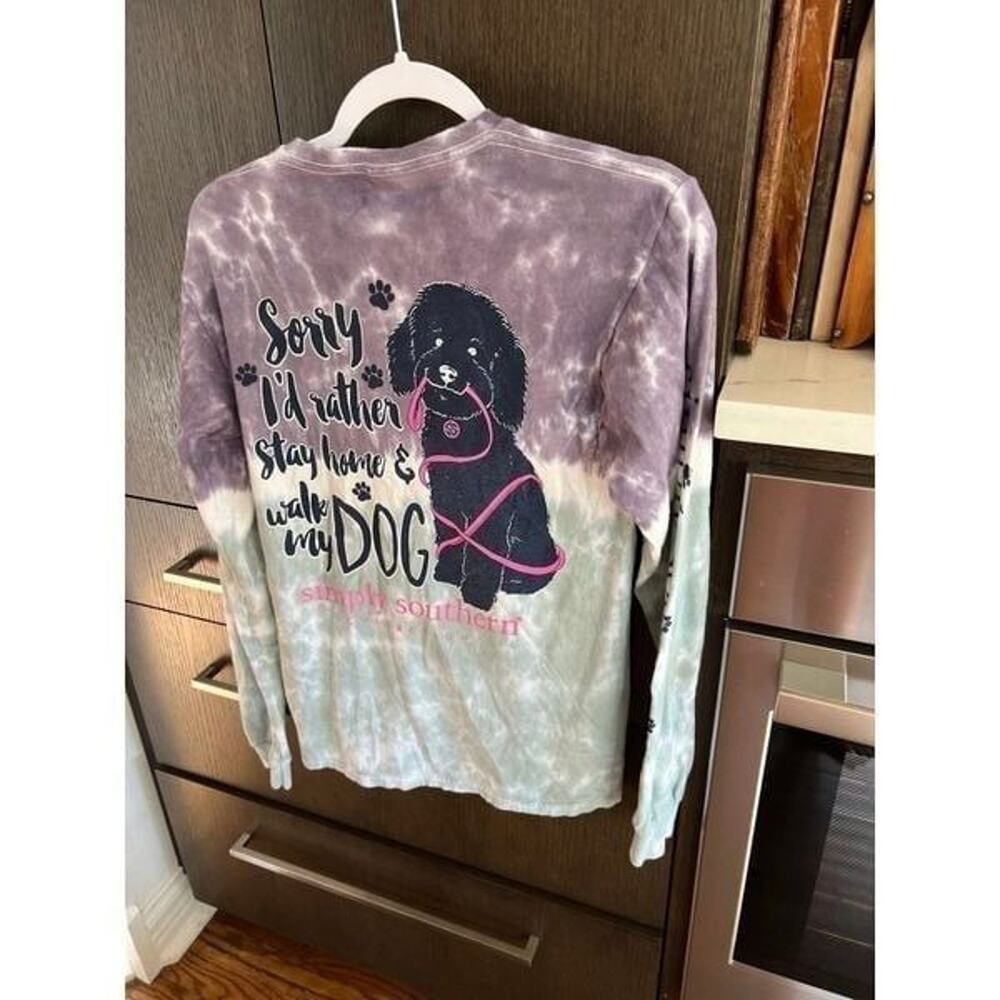 SIMPLY SOUTHERN SHIRT WOMEN doodle PURPLE‎ LONG SLEEVE TIE DYE small